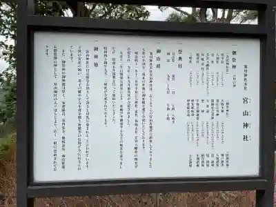 宮山神社の{uncategorized: "未分類", other: "その他", undefined: "問題あり", building: "その他建物", grave: "お墓", sacred_gate: "鳥居", guardian: "狛犬", statue: "像", buddha: "仏像", history: "歴史", nature: "自然", garden: "庭園", animal: "動物", pagoda: "塔", temizu: "手水舎", mountain_gate: "山門・神門", sanctuary: "本殿・本堂", subordinate: "末社・摂社", art: "芸術", scenery: "景色", jizo: "地蔵", ema: "絵馬", goshuin: "御朱印", omikuji: "おみくじ", items: "授与品その他", amulet: "お守り", goshuincho: "御朱印帳", eats: "食事", festival: "お祭り", votive_dance: "神楽", shichigosan: "七五三参", wedding: "結婚式", experience: "体験その他", initially: "初詣", around: "周辺", anti_infection: "感染症対策"}