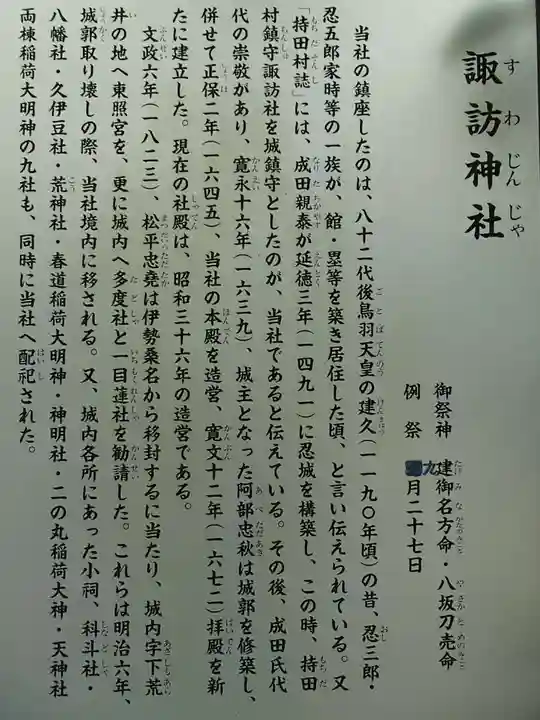 忍 諏訪神社・東照宮 の歴史