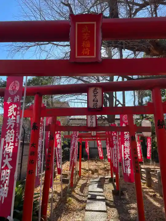 武芳稲荷神社の{uncategorized: "未分類", other: "その他", undefined: "問題あり", building: "その他建物", grave: "お墓", sacred_gate: "鳥居", guardian: "狛犬", statue: "像", buddha: "仏像", history: "歴史", nature: "自然", garden: "庭園", animal: "動物", pagoda: "塔", temizu: "手水舎", mountain_gate: "山門・神門", sanctuary: "本殿・本堂", subordinate: "末社・摂社", art: "芸術", scenery: "景色", jizo: "地蔵", ema: "絵馬", goshuin: "御朱印", omikuji: "おみくじ", items: "授与品その他", amulet: "お守り", goshuincho: "御朱印帳", eats: "食事", festival: "お祭り", votive_dance: "神楽", shichigosan: "七五三参", wedding: "結婚式", experience: "体験その他", initially: "初詣", around: "周辺", anti_infection: "感染症対策"}