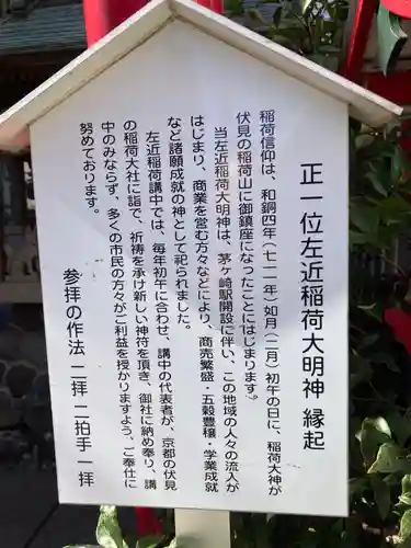 正一位左近稲荷大明神の歴史