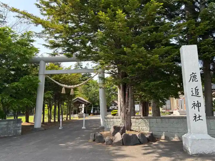 鹿追神社の{uncategorized: "未分類", other: "その他", undefined: "問題あり", building: "その他建物", grave: "お墓", sacred_gate: "鳥居", guardian: "狛犬", statue: "像", buddha: "仏像", history: "歴史", nature: "自然", garden: "庭園", animal: "動物", pagoda: "塔", temizu: "手水舎", mountain_gate: "山門・神門", sanctuary: "本殿・本堂", subordinate: "末社・摂社", art: "芸術", scenery: "景色", jizo: "地蔵", ema: "絵馬", goshuin: "御朱印", omikuji: "おみくじ", items: "授与品その他", amulet: "お守り", goshuincho: "御朱印帳", eats: "食事", festival: "お祭り", votive_dance: "神楽", shichigosan: "七五三参", wedding: "結婚式", experience: "体験その他", initially: "初詣", around: "周辺", anti_infection: "感染症対策"}