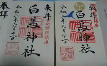 白鳥神社の御朱印 2021年06月
