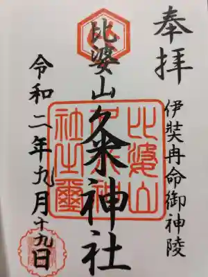 熊野神社(久米神社下の宮)の御朱印
