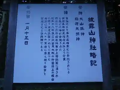 披露山神社(/披露山山之神社/山之神社)の歴史