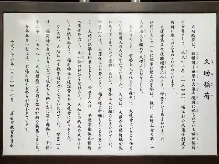 久助稲荷神社の歴史