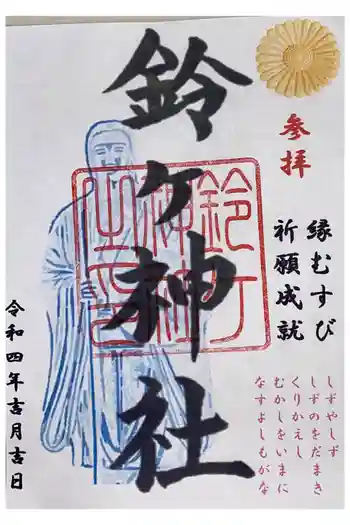 鈴ヶ神社の御朱印 2022年04月