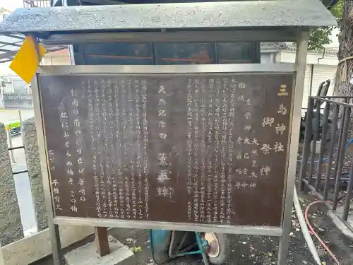 三島神社の{uncategorized: "未分類", other: "その他", undefined: "問題あり", building: "その他建物", grave: "お墓", sacred_gate: "鳥居", guardian: "狛犬", statue: "像", buddha: "仏像", history: "歴史", nature: "自然", garden: "庭園", animal: "動物", pagoda: "塔", temizu: "手水舎", mountain_gate: "山門・神門", sanctuary: "本殿・本堂", subordinate: "末社・摂社", art: "芸術", scenery: "景色", jizo: "地蔵", ema: "絵馬", goshuin: "御朱印", omikuji: "おみくじ", items: "授与品その他", amulet: "お守り", goshuincho: "御朱印帳", eats: "食事", festival: "お祭り", votive_dance: "神楽", shichigosan: "七五三参", wedding: "結婚式", experience: "体験その他", initially: "初詣", around: "周辺", anti_infection: "感染症対策"}