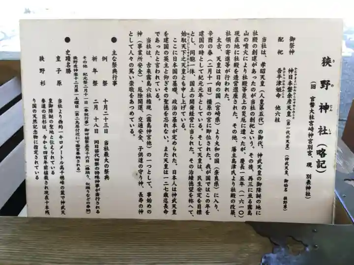 狭野神社の歴史