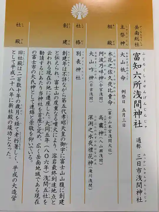 富知六所浅間神社の授与品その他