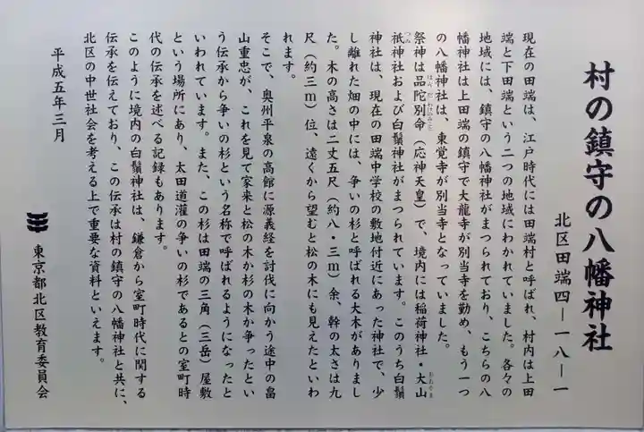 上田端八幡神社の歴史