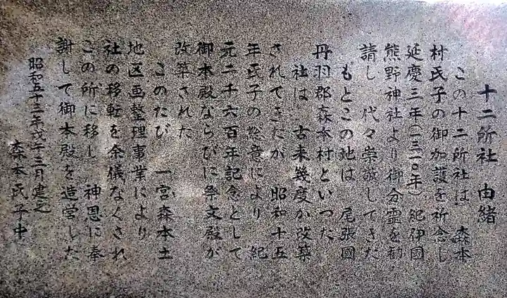 十二所社(森本)の歴史