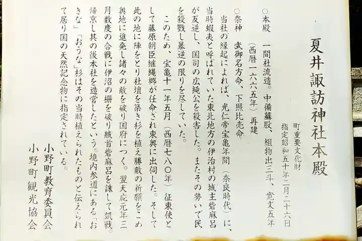 夏井諏訪神社の歴史