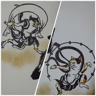 白の方は風神雷神様が猫様ですよ～😁