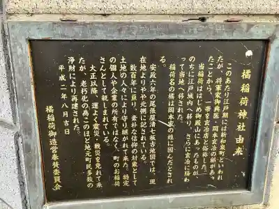 橘稲荷神社の{uncategorized: "未分類", other: "その他", undefined: "問題あり", building: "その他建物", grave: "お墓", sacred_gate: "鳥居", guardian: "狛犬", statue: "像", buddha: "仏像", history: "歴史", nature: "自然", garden: "庭園", animal: "動物", pagoda: "塔", temizu: "手水舎", mountain_gate: "山門・神門", sanctuary: "本殿・本堂", subordinate: "末社・摂社", art: "芸術", scenery: "景色", jizo: "地蔵", ema: "絵馬", goshuin: "御朱印", omikuji: "おみくじ", items: "授与品その他", amulet: "お守り", goshuincho: "御朱印帳", eats: "食事", festival: "お祭り", votive_dance: "神楽", shichigosan: "七五三参", wedding: "結婚式", experience: "体験その他", initially: "初詣", around: "周辺", anti_infection: "感染症対策"}