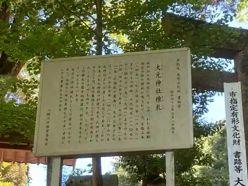 田中山大元神社の歴史