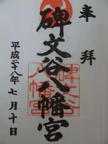 碑文谷八幡宮の御朱印 2016年07月