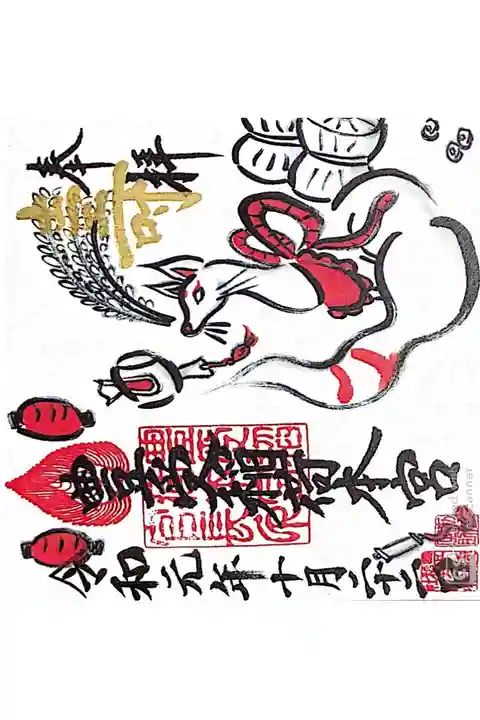 豊受稲荷本宮にて
狐と米俵
初穂料¥800-