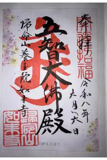 養玉院如来寺の御朱印 2026年06月