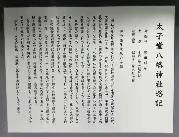 太子堂八幡神社の歴史