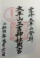 太平山三吉神社奥宮の御朱印