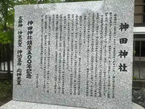 神田神社の{uncategorized: "未分類", other: "その他", undefined: "問題あり", building: "その他建物", grave: "お墓", sacred_gate: "鳥居", guardian: "狛犬", statue: "像", buddha: "仏像", history: "歴史", nature: "自然", garden: "庭園", animal: "動物", pagoda: "塔", temizu: "手水舎", mountain_gate: "山門・神門", sanctuary: "本殿・本堂", subordinate: "末社・摂社", art: "芸術", scenery: "景色", jizo: "地蔵", ema: "絵馬", goshuin: "御朱印", omikuji: "おみくじ", items: "授与品その他", amulet: "お守り", goshuincho: "御朱印帳", eats: "食事", festival: "お祭り", votive_dance: "神楽", shichigosan: "七五三参", wedding: "結婚式", experience: "体験その他", initially: "初詣", around: "周辺", anti_infection: "感染症対策"}