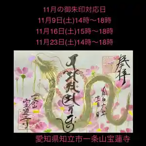 一条山宝蓮寺の御朱印 2024年11月09日(土)〜(2024年11月04日(月) 22時41分20秒投稿)