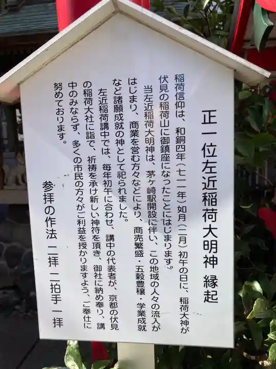 正一位左近稲荷大明神の歴史