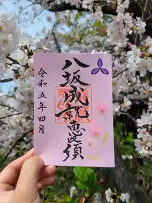4月の片面御朱印(牛嶋天満宮 満天恵比須 八坂成就恵比須)も桜花を飾りました。