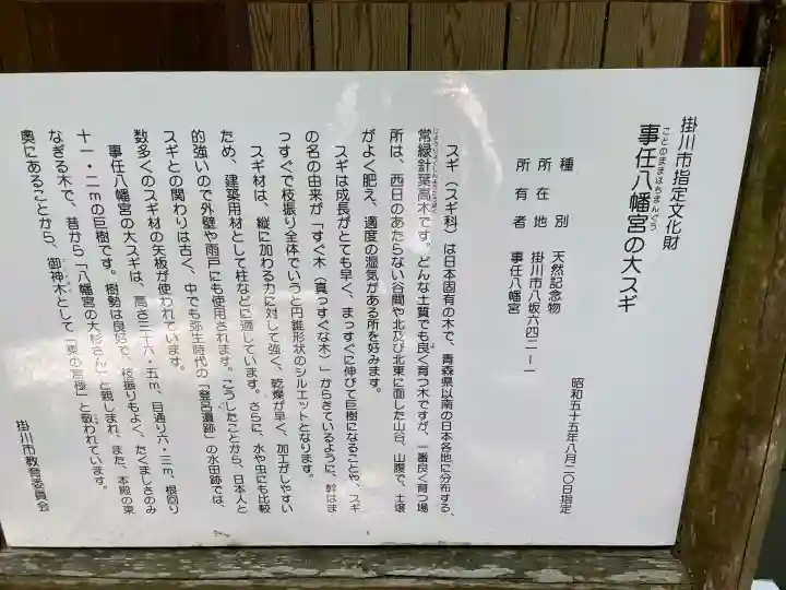 事任八幡宮の{uncategorized: "未分類", other: "その他", undefined: "問題あり", building: "その他建物", grave: "お墓", sacred_gate: "鳥居", guardian: "狛犬", statue: "像", buddha: "仏像", history: "歴史", nature: "自然", garden: "庭園", animal: "動物", pagoda: "塔", temizu: "手水舎", mountain_gate: "山門・神門", sanctuary: "本殿・本堂", subordinate: "末社・摂社", art: "芸術", scenery: "景色", jizo: "地蔵", ema: "絵馬", goshuin: "御朱印", omikuji: "おみくじ", items: "授与品その他", amulet: "お守り", goshuincho: "御朱印帳", eats: "食事", festival: "お祭り", votive_dance: "神楽", shichigosan: "七五三参", wedding: "結婚式", experience: "体験その他", initially: "初詣", around: "周辺", anti_infection: "感染症対策"}