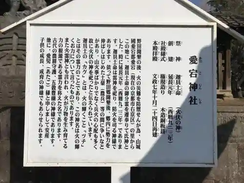 下総野田愛宕神社の歴史