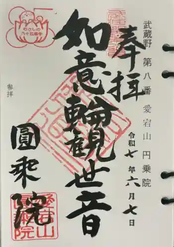 圓乗院の御朱印 2025年06月