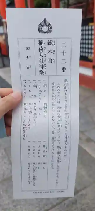 伏見稲荷大社のおみくじ