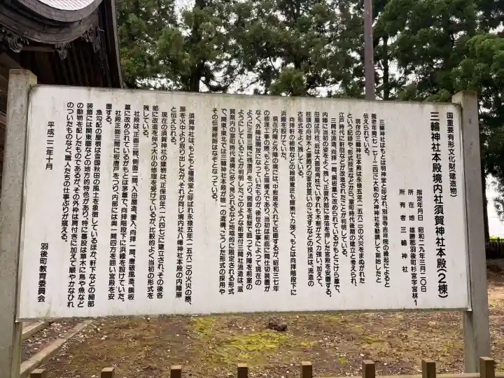 三輪神社の{uncategorized: "未分類", other: "その他", undefined: "問題あり", building: "その他建物", grave: "お墓", sacred_gate: "鳥居", guardian: "狛犬", statue: "像", buddha: "仏像", history: "歴史", nature: "自然", garden: "庭園", animal: "動物", pagoda: "塔", temizu: "手水舎", mountain_gate: "山門・神門", sanctuary: "本殿・本堂", subordinate: "末社・摂社", art: "芸術", scenery: "景色", jizo: "地蔵", ema: "絵馬", goshuin: "御朱印", omikuji: "おみくじ", items: "授与品その他", amulet: "お守り", goshuincho: "御朱印帳", eats: "食事", festival: "お祭り", votive_dance: "神楽", shichigosan: "七五三参", wedding: "結婚式", experience: "体験その他", initially: "初詣", around: "周辺", anti_infection: "感染症対策"}