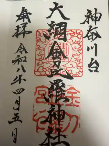 大綱金刀比羅神社の御朱印