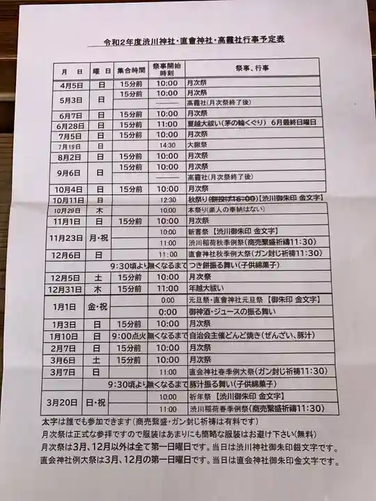 澁川神社(渋川神社)の授与品その他