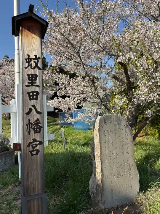 蚊里田八幡宮の{uncategorized: "未分類", other: "その他", undefined: "問題あり", building: "その他建物", grave: "お墓", sacred_gate: "鳥居", guardian: "狛犬", statue: "像", buddha: "仏像", history: "歴史", nature: "自然", garden: "庭園", animal: "動物", pagoda: "塔", temizu: "手水舎", mountain_gate: "山門・神門", sanctuary: "本殿・本堂", subordinate: "末社・摂社", art: "芸術", scenery: "景色", jizo: "地蔵", ema: "絵馬", goshuin: "御朱印", omikuji: "おみくじ", items: "授与品その他", amulet: "お守り", goshuincho: "御朱印帳", eats: "食事", festival: "お祭り", votive_dance: "神楽", shichigosan: "七五三参", wedding: "結婚式", experience: "体験その他", initially: "初詣", around: "周辺", anti_infection: "感染症対策"}