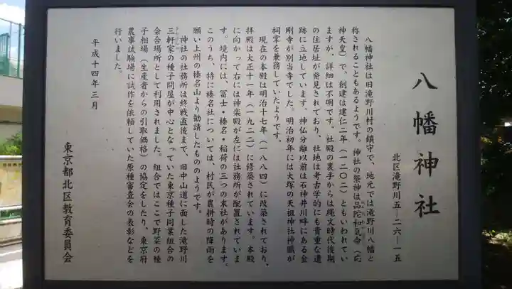 滝野川八幡神社の歴史