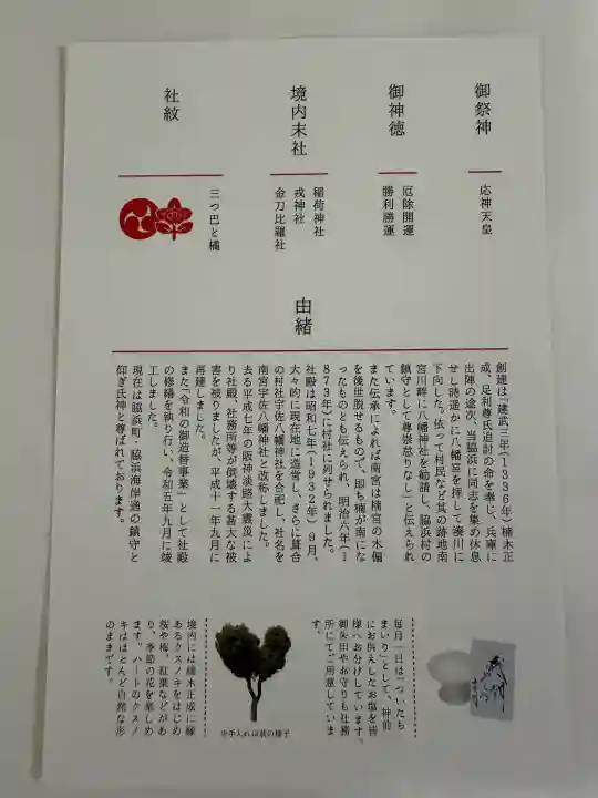 南宮宇佐八幡神社(脇浜神社)の{uncategorized: "未分類", other: "その他", undefined: "問題あり", building: "その他建物", grave: "お墓", sacred_gate: "鳥居", guardian: "狛犬", statue: "像", buddha: "仏像", history: "歴史", nature: "自然", garden: "庭園", animal: "動物", pagoda: "塔", temizu: "手水舎", mountain_gate: "山門・神門", sanctuary: "本殿・本堂", subordinate: "末社・摂社", art: "芸術", scenery: "景色", jizo: "地蔵", ema: "絵馬", goshuin: "御朱印", omikuji: "おみくじ", items: "授与品その他", amulet: "お守り", goshuincho: "御朱印帳", eats: "食事", festival: "お祭り", votive_dance: "神楽", shichigosan: "七五三参", wedding: "結婚式", experience: "体験その他", initially: "初詣", around: "周辺", anti_infection: "感染症対策"}