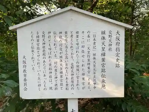 交野天神社の{uncategorized: "未分類", other: "その他", undefined: "問題あり", building: "その他建物", grave: "お墓", sacred_gate: "鳥居", guardian: "狛犬", statue: "像", buddha: "仏像", history: "歴史", nature: "自然", garden: "庭園", animal: "動物", pagoda: "塔", temizu: "手水舎", mountain_gate: "山門・神門", sanctuary: "本殿・本堂", subordinate: "末社・摂社", art: "芸術", scenery: "景色", jizo: "地蔵", ema: "絵馬", goshuin: "御朱印", omikuji: "おみくじ", items: "授与品その他", amulet: "お守り", goshuincho: "御朱印帳", eats: "食事", festival: "お祭り", votive_dance: "神楽", shichigosan: "七五三参", wedding: "結婚式", experience: "体験その他", initially: "初詣", around: "周辺", anti_infection: "感染症対策"}