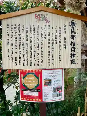 民部稲荷神社（川越八幡宮境内社）の{uncategorized: "未分類", other: "その他", undefined: "問題あり", building: "その他建物", grave: "お墓", sacred_gate: "鳥居", guardian: "狛犬", statue: "像", buddha: "仏像", history: "歴史", nature: "自然", garden: "庭園", animal: "動物", pagoda: "塔", temizu: "手水舎", mountain_gate: "山門・神門", sanctuary: "本殿・本堂", subordinate: "末社・摂社", art: "芸術", scenery: "景色", jizo: "地蔵", ema: "絵馬", goshuin: "御朱印", omikuji: "おみくじ", items: "授与品その他", amulet: "お守り", goshuincho: "御朱印帳", eats: "食事", festival: "お祭り", votive_dance: "神楽", shichigosan: "七五三参", wedding: "結婚式", experience: "体験その他", initially: "初詣", around: "周辺", anti_infection: "感染症対策"}