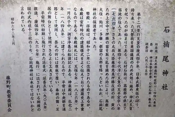 石楯尾神社の歴史