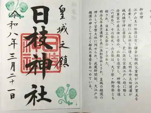 日枝神社の御朱印