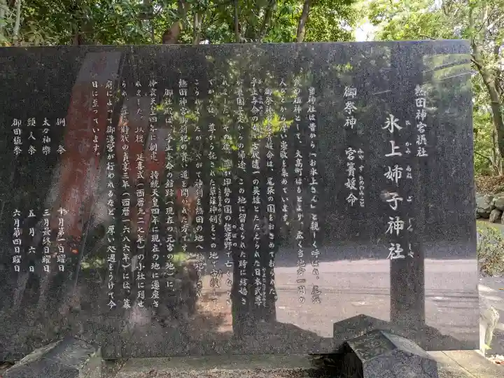 氷上姉子神社(熱田神宮摂社)の{uncategorized: "未分類", other: "その他", undefined: "問題あり", building: "その他建物", grave: "お墓", sacred_gate: "鳥居", guardian: "狛犬", statue: "像", buddha: "仏像", history: "歴史", nature: "自然", garden: "庭園", animal: "動物", pagoda: "塔", temizu: "手水舎", mountain_gate: "山門・神門", sanctuary: "本殿・本堂", subordinate: "末社・摂社", art: "芸術", scenery: "景色", jizo: "地蔵", ema: "絵馬", goshuin: "御朱印", omikuji: "おみくじ", items: "授与品その他", amulet: "お守り", goshuincho: "御朱印帳", eats: "食事", festival: "お祭り", votive_dance: "神楽", shichigosan: "七五三参", wedding: "結婚式", experience: "体験その他", initially: "初詣", around: "周辺", anti_infection: "感染症対策"}
