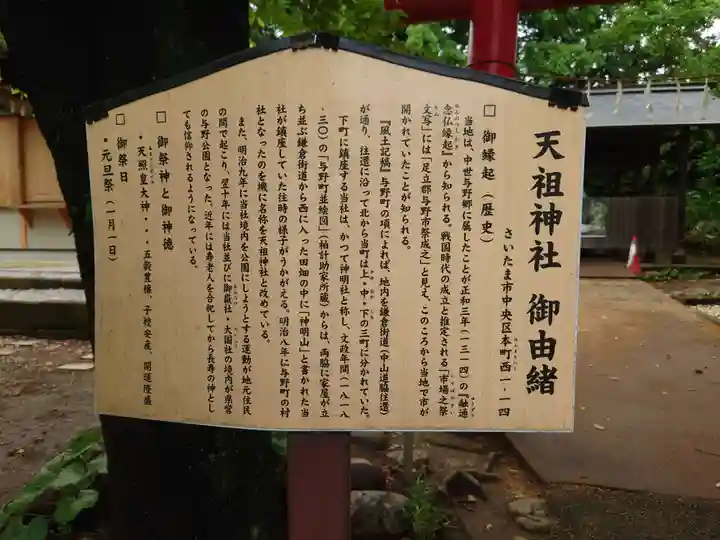 武州与野天祖神社の歴史