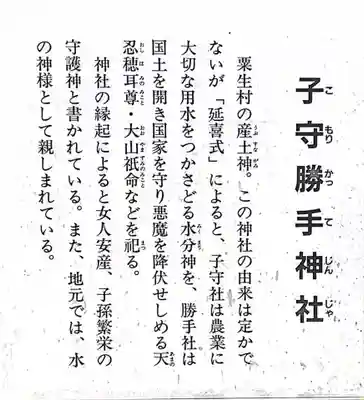 子守勝手神社の御朱印