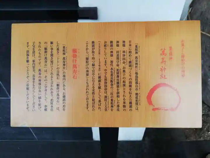 萬寿神社(柏屋本店願掛け萬寿石)の歴史