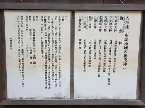 多聞六神社の歴史