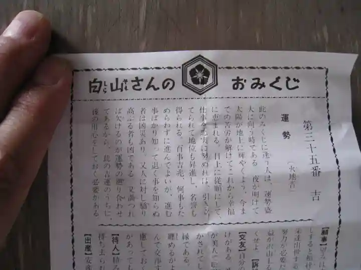 白山比咩神社のおみくじ