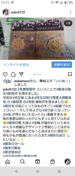 埼玉厄除け開運大師・龍泉寺(切り絵御朱印発祥の寺)の御朱印帳