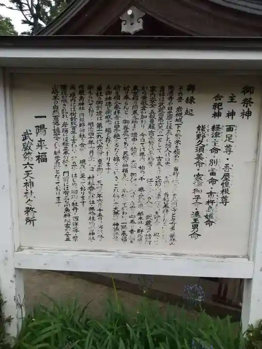 武蔵第六天神社の歴史
